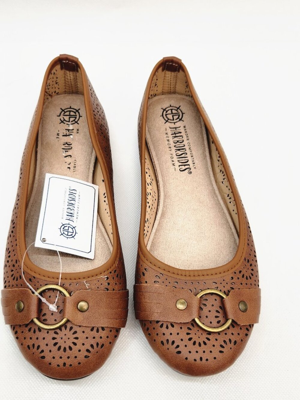 Harborsides Women's Perforated Brown Flats with Memory Foam